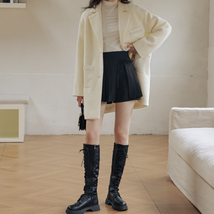 【2color】アシンメトリーカットデザイントップロングトップス X-423