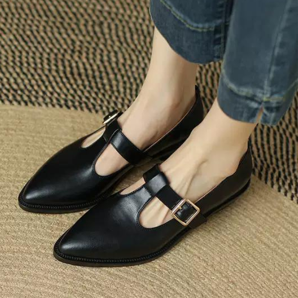 【２color】レトロベルトバックルポインテッドシューズ AU-267