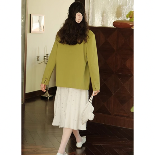 バジルグリーンルーズスーツジャケット Z00079