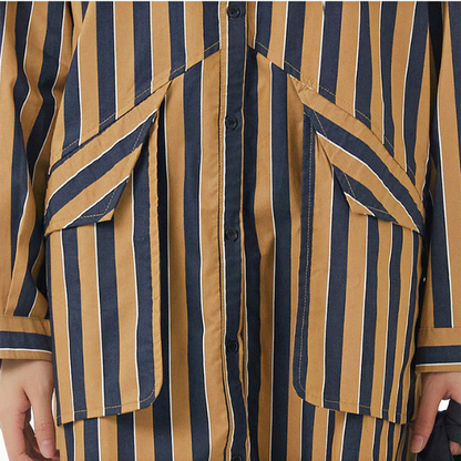 【2color】ストライプシャツワンピース X-349