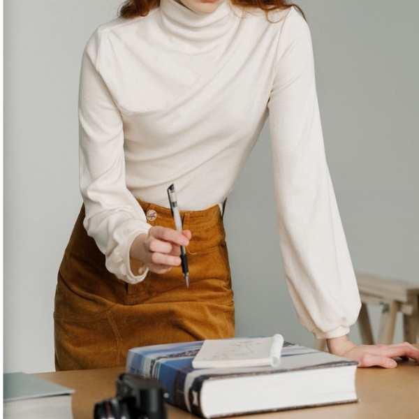 【３color】シンプルハイネックトップス w-090