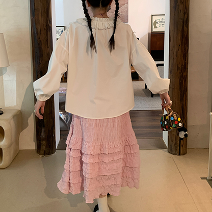 レース＆フラワーホワイトブラウス　Z00519