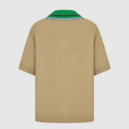 カラフルアーガイル柄半袖ニットトップ　Z00543