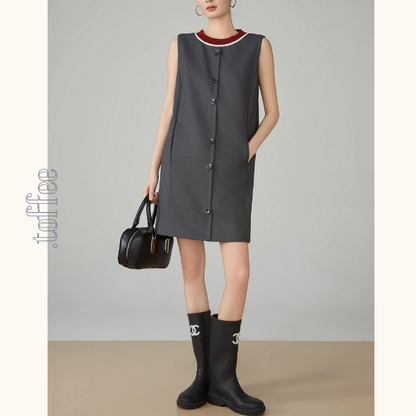 ノースリーブAラインフロントボタンワンピース《Z00921》