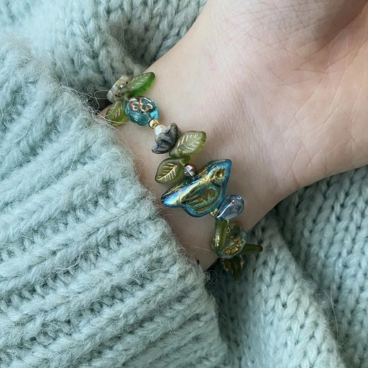 フラワー＆バードモチーフブレスレット　Z00521