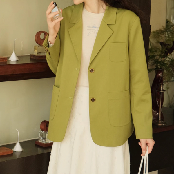 バジルグリーンルーズスーツジャケット Z00079