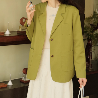 バジルグリーンルーズスーツジャケット Z00079