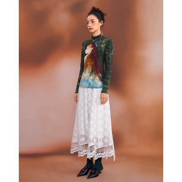 [名画を纏う]　スリムフィットアートカットソー "ルノワール" C0125