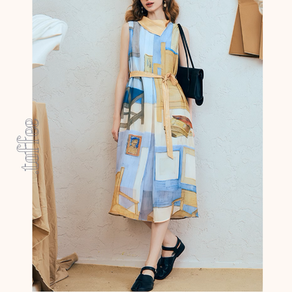 ルームプリントノースリーブワンピース《Z00980》