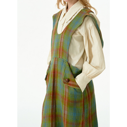 チェックパターンサスペンダースカート X-448