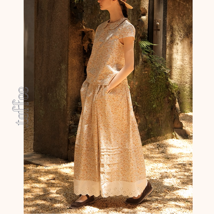 小花柄ブラウス＆ロングスカートセットアップ《Z01048》