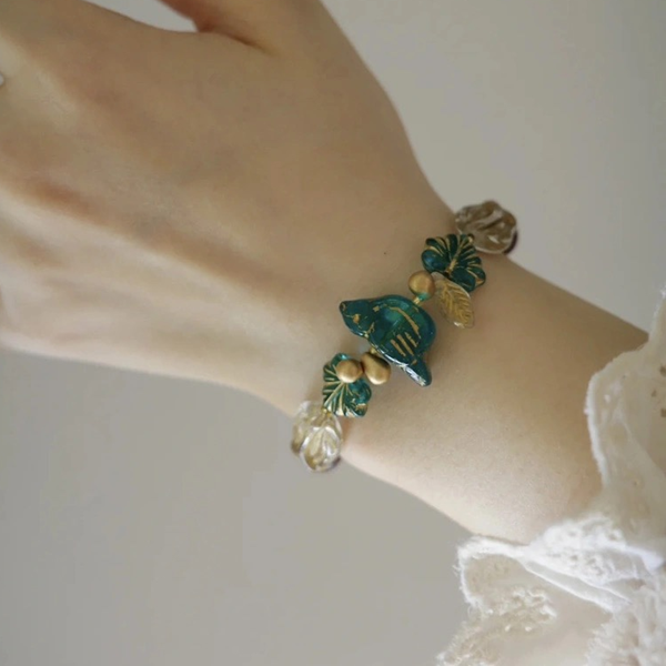 フラワー＆バードモチーフブレスレット　Z00521