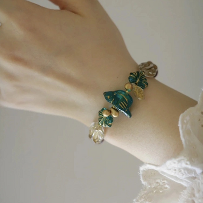 フラワー＆バードモチーフブレスレット　Z00521