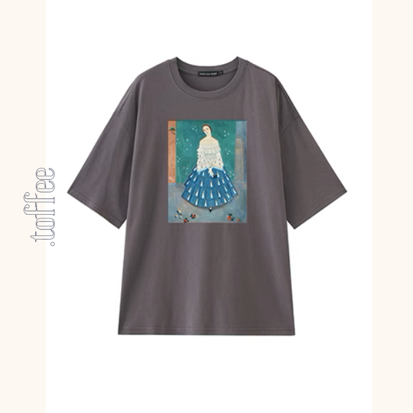 【8color】オーバーサイズドロップショルダープリントTシャツ《Z00994》