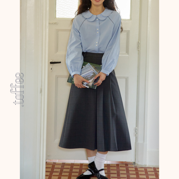 ダブルドールカラーブルーブラウス　Z00562