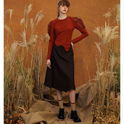 【２color】イレヘムスリットスカート w-026