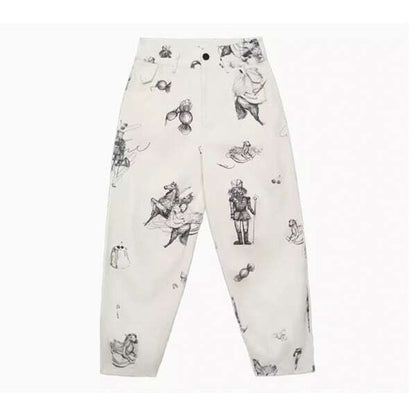 【2color】くるみ割り人形プリントタックテーパードパンツ C0107