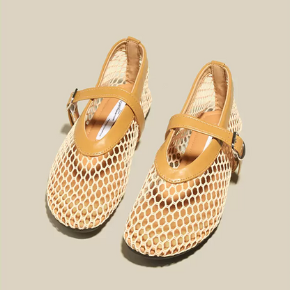 メッシュレースフラットシューズ　Z00369