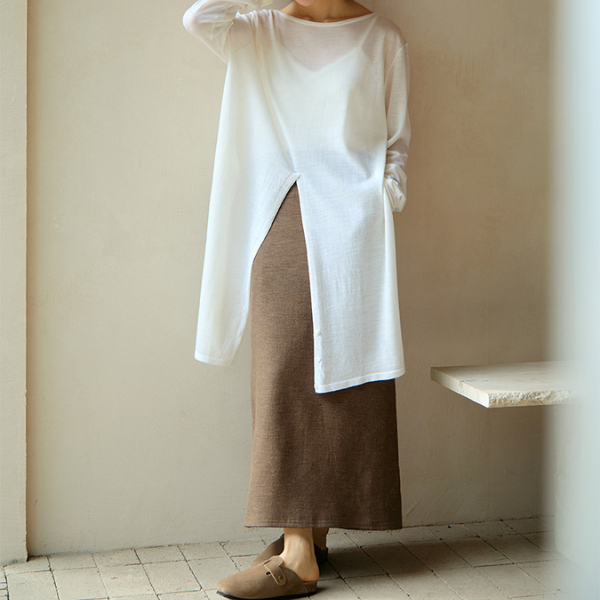 バックスリットコットンロングスカート Z00099
