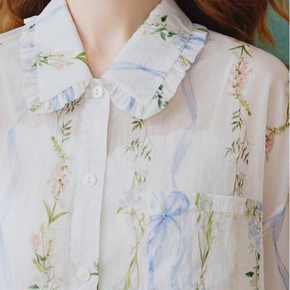 フローラルプリントシアーシャツ《Z00962》