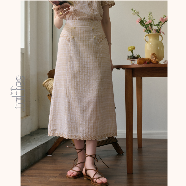 レトロ調ハイウエストAラインロングスカート　Z00783