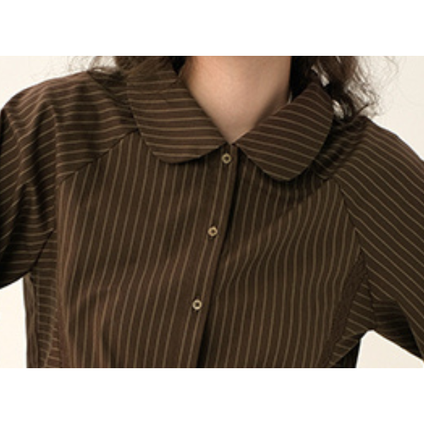 【2color】レトロストライプフリルヘムセットアップ X-263