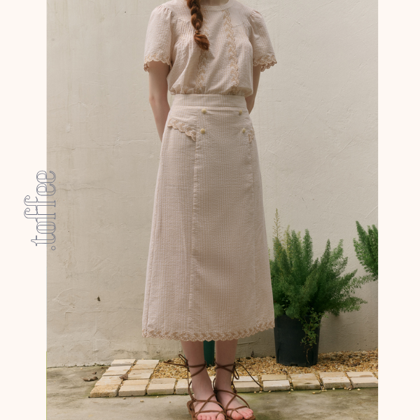 レトロ調ハイウエストAラインロングスカート　Z00783