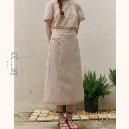 レトロ調ハイウエストAラインロングスカート　Z00783