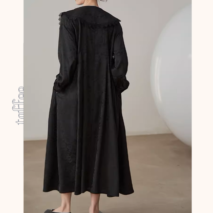 レイヤードドールカラーブラックジャガードワンピース《Z01000》