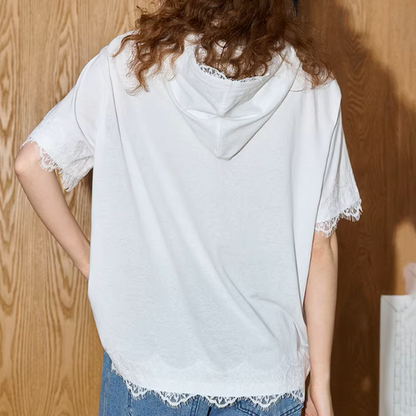 レースエッジオーバーサイズホワイトTシャツ《Z01016》