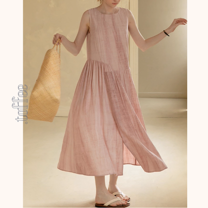 くすみピンクのノースリーブワンピース《Z01044》