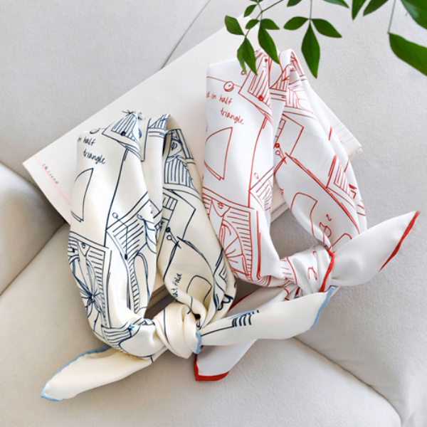 【2color】マルベリーシルクフレンチライクスカーフ《Z01023》