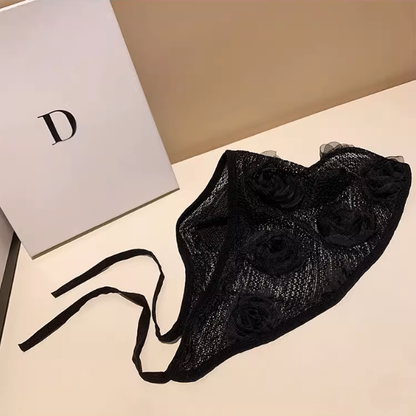 【3color】花飾りが揺れる＊メッシュヘッドスカーフ《Z01196》