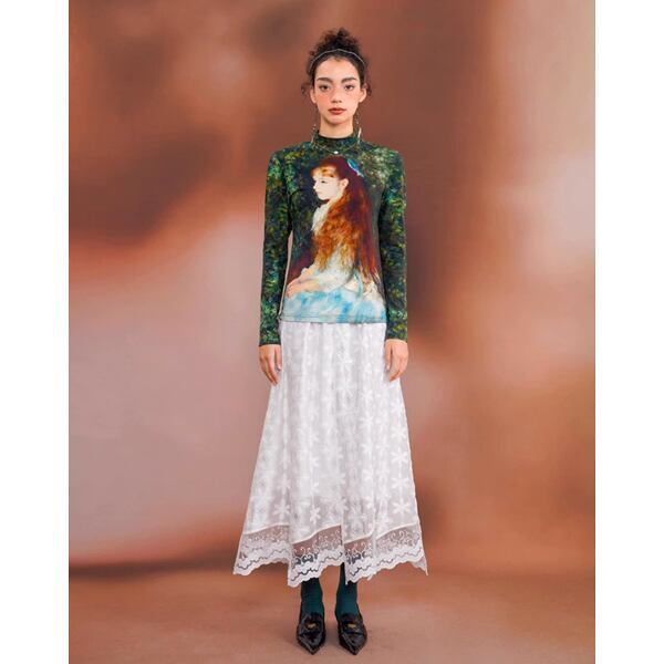 [名画を纏う]　スリムフィットアートカットソー "ルノワール" C0125