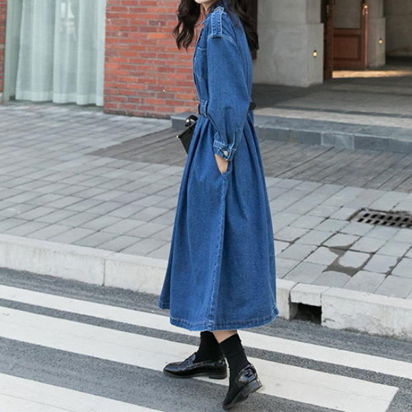 イレギュラーフラップデニムワンピース w-038
