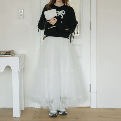 ラウンドネックリボンスウェットシャツ Z00138