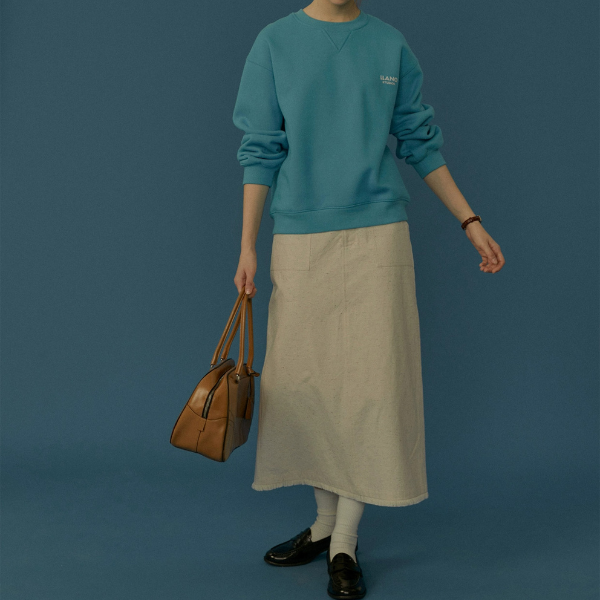 フリンジ付きAラインミモレ丈スカート Z00068