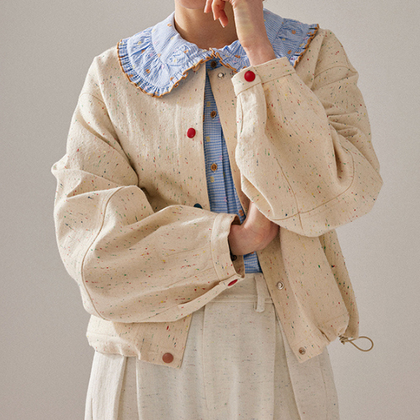 【2color】POPなラウンドネックコットンジャケット  Z00131