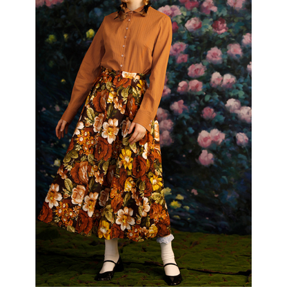 油絵風フローラルAラインスカート Z00008