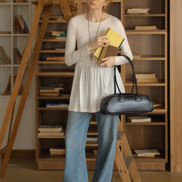 【2color】ラウンドネックペプラムロングトップ《Z00979》