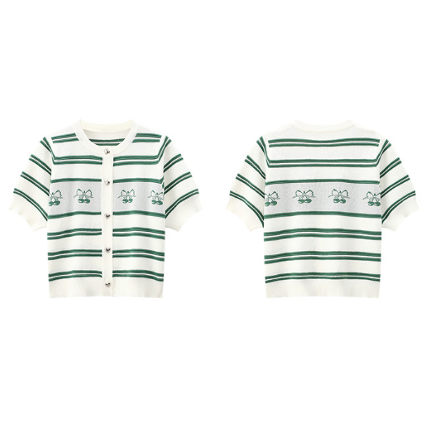 ハートとチェリーの半袖ニット Z00232