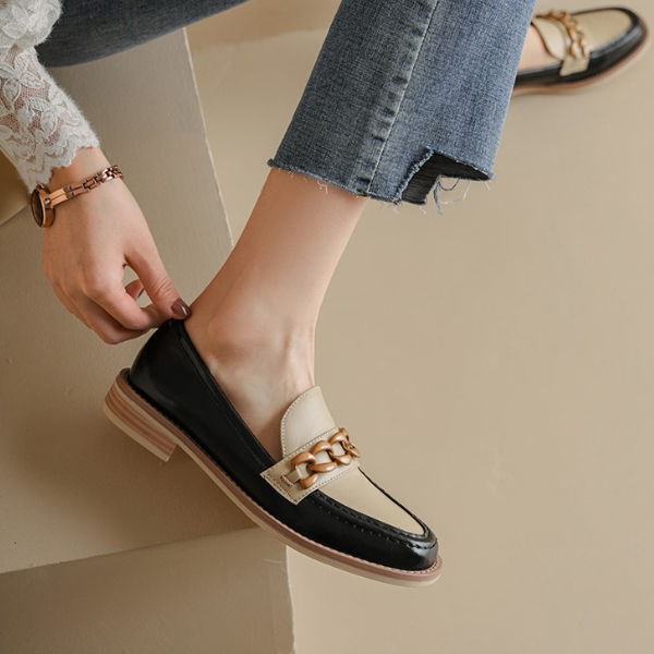 コントラストカラーアッパーチェーンローファー　AU-121