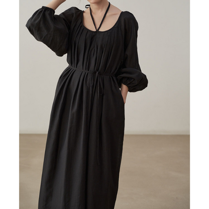 【2color】ホルターネックタックワンピース X-071