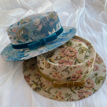 【3color】ゴブラン織り花柄ヴィンテージハット Z00058