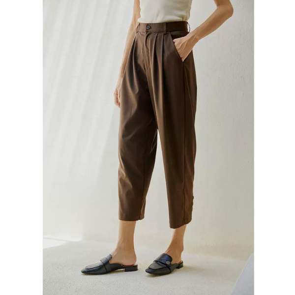 エッジボタンステッチクロップドパンツ w-013