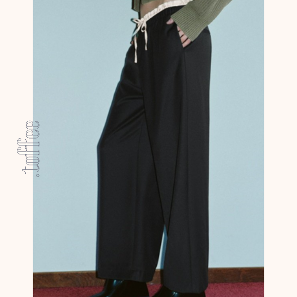 【5color】レースウエストワイドパンツ　Z00410