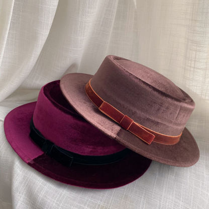 【6color】リボン付きフラットハット　Z00060