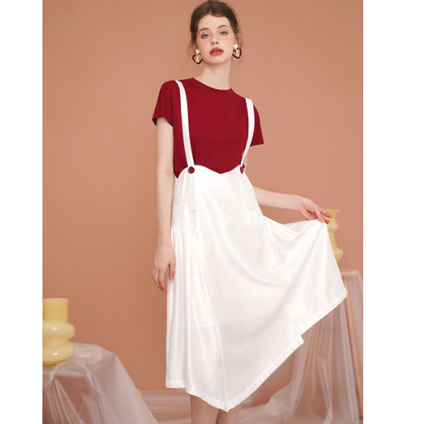 【2color】Vカットストラップワンピース X-185