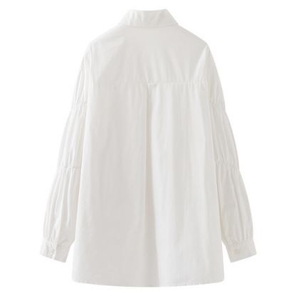 【２color】フェイクツーピースレイヤード調シャツ　AU-201