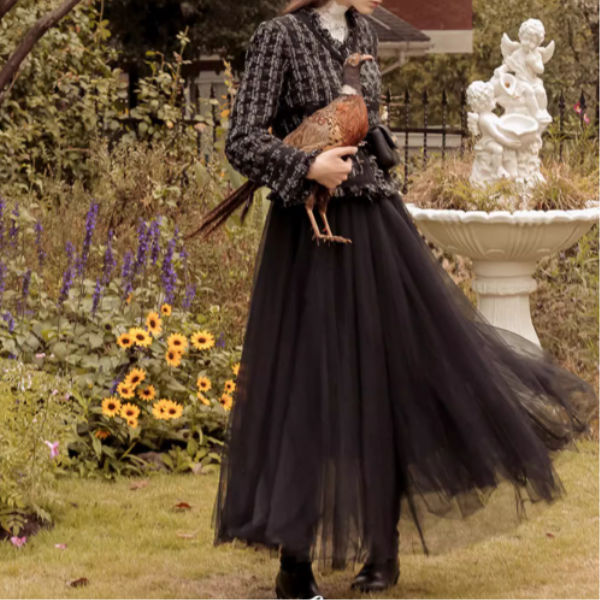 【2color】メッシュフェアリーロングスカート Z00189